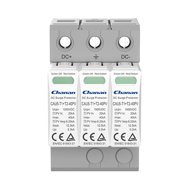 CAU5 Type 1+2 PV Surge Protector, Imax 40kA, Class I+II DC SPD up to 1500V 