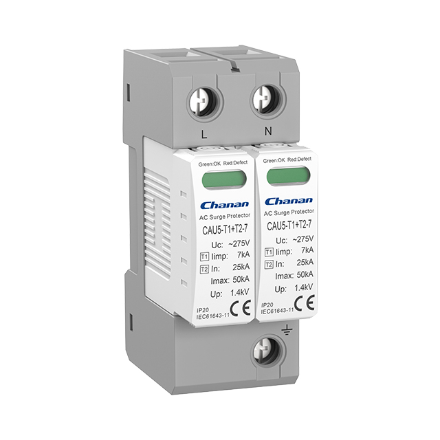 Iimp 7kA Type 1+2 AC Surge Protector Class I+II AC SPD 