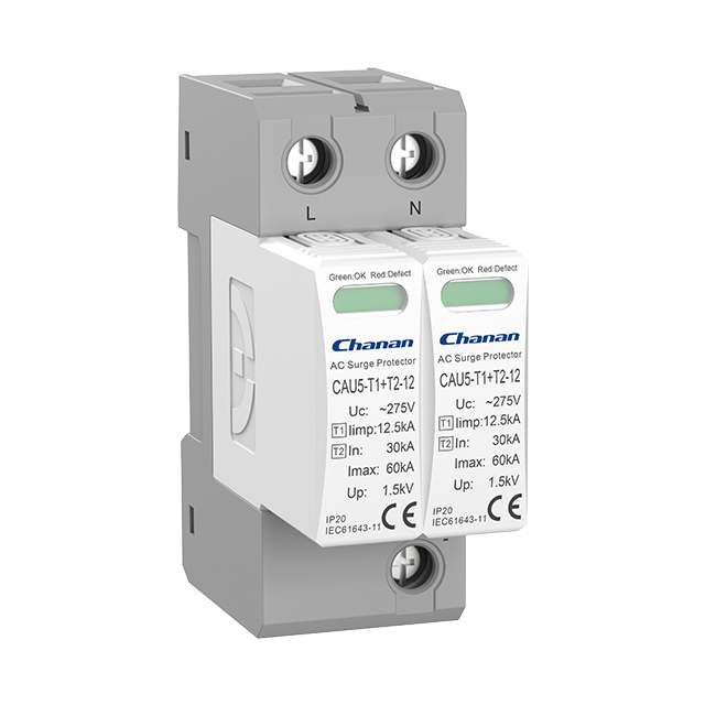 CAU5 Type 1 & 2 AC SPD Iimp 12.5kA Class I+II AC Surge Protector